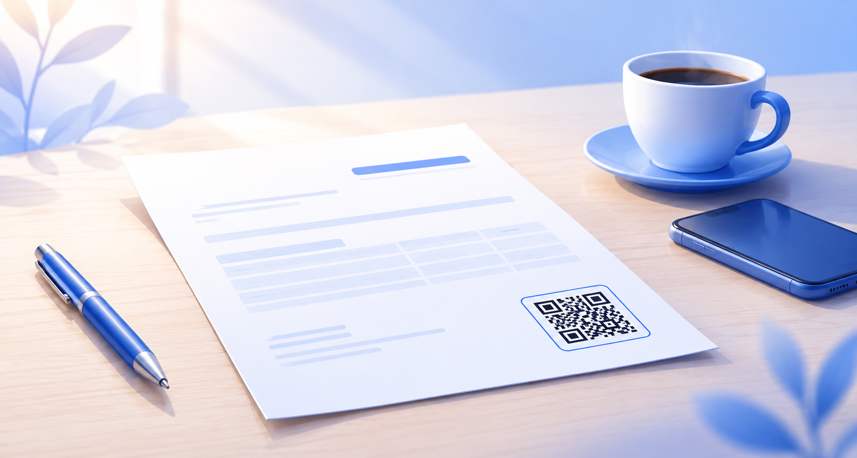 Factuur met SEPA QR-code op een bureau