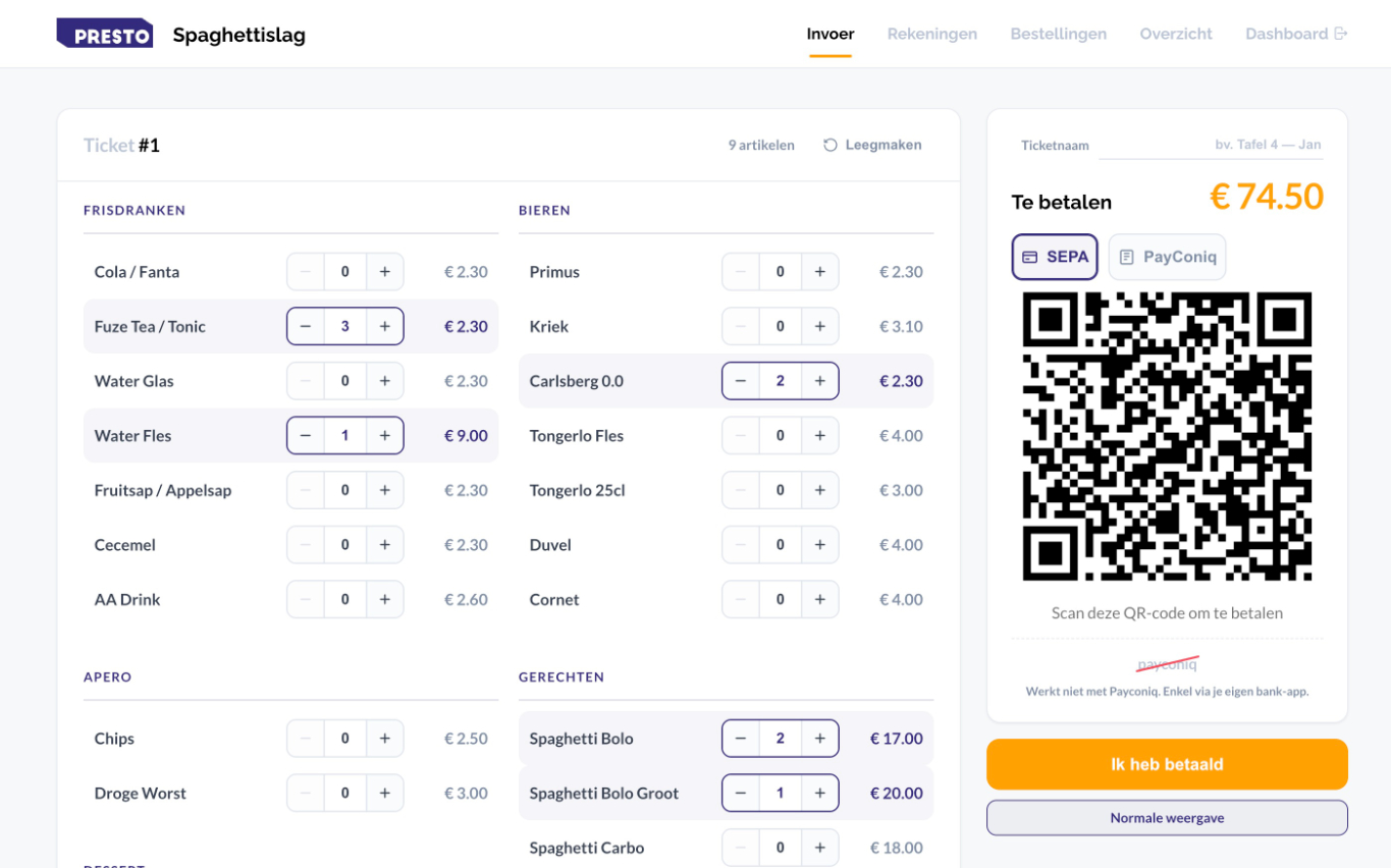 presto kassa applicatie